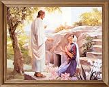 Jesus Christ At Tomb Religious Picture Framed Art Print