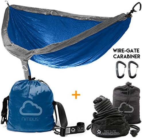 BEST DEAL! Ends Today! - Double Outdoor Camping Nylon Hammock with Tree Slings &amp; Premium Carabiner [Complete Hammock Set] - Designed in USA | Top Rated | Built to Last | by Nimbus Hammock