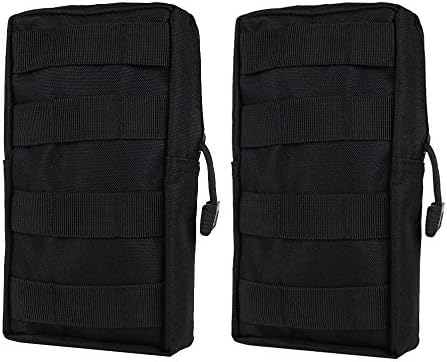 MOLLE Pouches - Compact Water-resistant Multi-purpose Tactical EDC Utility Gadget Gear Hanging waist Bags (L 4.5" X H 8.5"- Black+Black, Tactical Pouches)