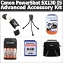 Advanced Accessory Kit For Canon PowerShot SX130 IS SX130IS Digital Camera Includes 8GB High Speed SD Memory card + USB 2.0 High Speed Card Reader + 4AA (2900 mAH) Rechargable NIMH Baterries And Charger + Deluxe Case + LCD Screen Protectors + M