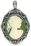 Blue Moon Lost & Found Pendants-Cameo-Sage/Ant.Slv 1pc (68mmx48mm)