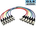 GLS Audio XLR Patch Snake Cable Cord - 6ft Colors - 6 Pack
