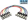 GLS Audio 3ft Patch Cable Cords - XLR Male To XLR Female Color Cables - 3' Balanced Snake Cord - 6 PACK