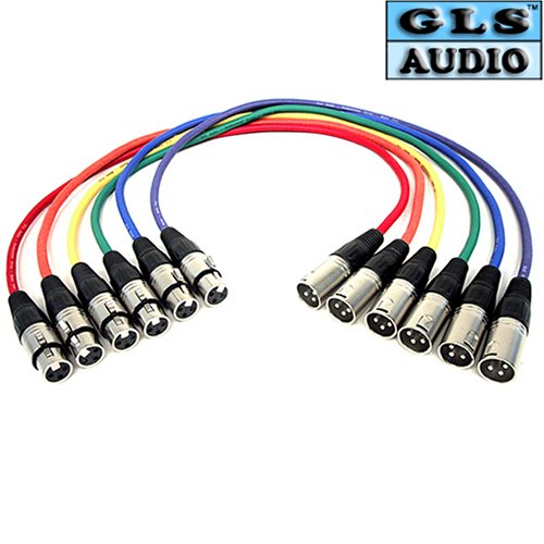 GLS Audio XLR Patch Snake Cable Cord - 6ft Colors - 6 Pack GLS Audio XLR Patch Snake Cable Cord - 6ft Colors - 6 Pack