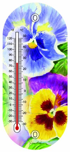Toland Home Garden 220005 8-Inch Thermometer, Pretty Pansies