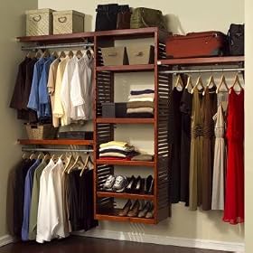 John Louis Home JLH-526 Deluxe 16-Inch Deep Closet Shelving System, Red Mahogany