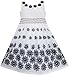 Sunny Fashion Girls' Dress Black White Flower Elegant Princess Summer