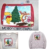 DISNEY PIGLET TIGGER WINNIE THE POOH SWEATSHIRT WOMENS EMBROIDERED MERRY CHRISTMAS HOLIDAY SWEATSHIRT