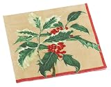 Caspari Royal Holly Paper Cocktail Napkin Package, Gold