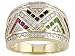 18KT OVER STERLING SILVER 1.06CTW RUBY EMERALD AND SAPPHIRE WITH DIAMOND ACCENT RING