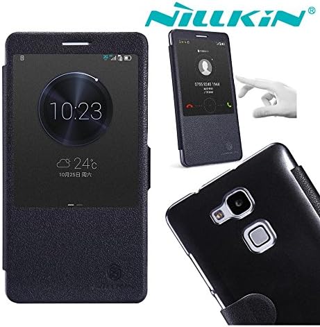 Huawei mate7 case WASON@ Fresh Smart Wake up / Sleep View Window Side Flip Pu Leather Cover Pc Hard Case Shell Compatible for Huawei mate 7 (Fresh Black)