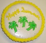 Gourmet Food : Cookie Cake Pie with Almond Cookie and Vanilla Cake 9'-Topped with Apple Palm Tree Gummies
