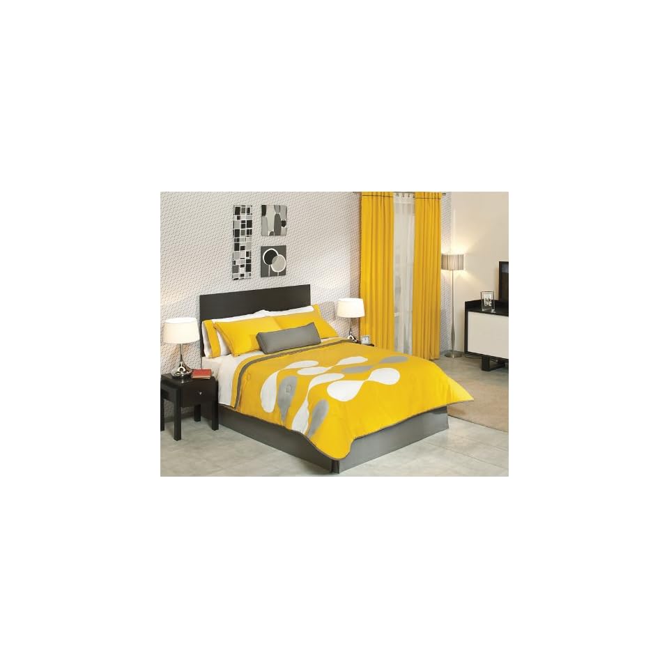 Yellow Gray White Comforter Duvet Sheets Bedding Set King 13 Pcs