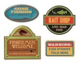 Karen Foster Adhesive Back Vintage Signs 4/Package, Fishing Bait