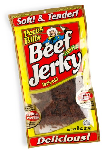 Pecos Bills Teriyaki Beef Jerky, 8-Ounce Packages (Pack of 4) by Pecos Bills
