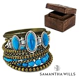(サマンサ・ウィルス)SAMANTHA WILLS 11連バングルセット　ブロンズ×ターコイズ×スワロフスキー　CYPRES BRACELET SET ウイルス