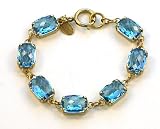 Catherine Popesco 14k Gold Plated Multi-faceted Rectangular Aqua Swarovski Crystal Bracelet