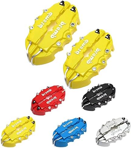 Small + Large Car 3D Yellow Brembo Style Disc Brake Caliper Covers 4Pcs Universal Front Rear