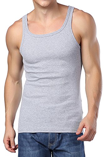 S-ZONE Ribbed Tank Top T shirt,For Men,Slash Neck(Black,Grey,White for choose)