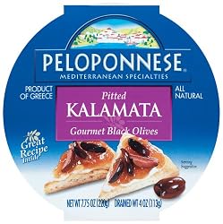 Peloponnese Pitted Kalamata Olives, 4-Ounce Plastic Tubs (Pack of 6)