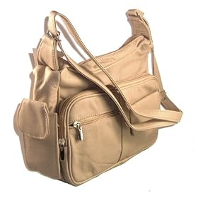 Genuine Leather Handbag with Cell Phone Holder & Many Pockets