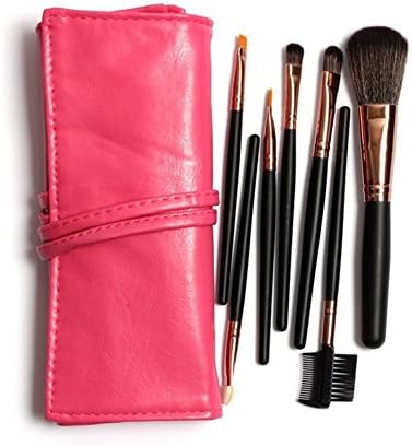 Professional Cosmetic Makeup Makeup Brush Brushes Set Kit With Bag Case 7Pcs Set (7 Pcs Rose Red)