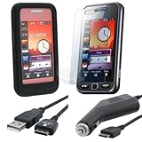 Black Silicone Skin Case for Samsung S5230C / S5233S / Star + Car Charger + ....