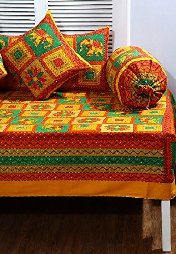 8 pcs multicolor diwan set with kantha print
