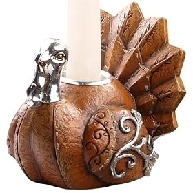 Buy 3 Harvest Earthy Thanksgiving Turkey Taper Candle Holder by Roman