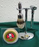 Merkur 4 Pc. Futur Shave Set with Polished Chrome Futur Adjustable Safety Razor, Stand, Badger Brush & Shaving Soap- #781- Made in Germany
