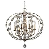 Murray Feiss F2740 6BUS - Leila Crystal 1 Tier Chandelier Lighting - 6 Light - 360 Total Watts - Silver