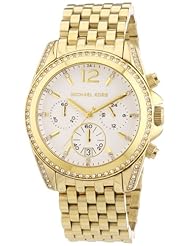Michael Kors Pressley Chronograph White Dial Gold-tone Ladies Watch MK5835