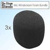 On Stage ASWS58-B Black Foam Microphone Windscreen – 6185 Bundle of 3