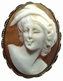 Romantica Master Carved Shell Cameo Pin Pendant Sterling Silver 18k Gold Overlay Italian