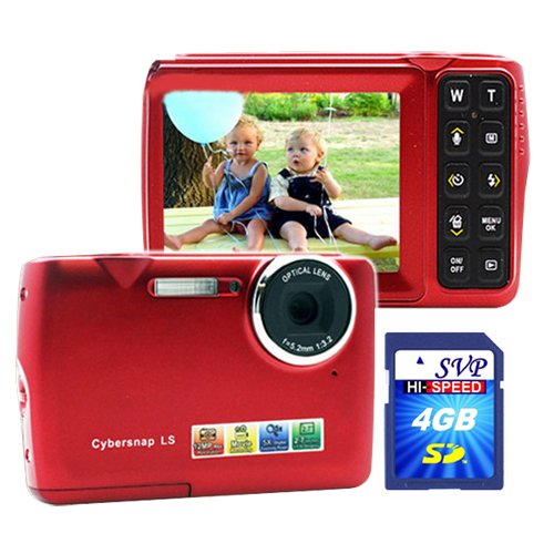 New Huge 2.7 Inches LCD Face Detection + Smile Shutter Mode Red Digital Camera + Camcorder + Webcam (4GB included)