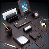Cocoa Brown Leather Desk Set (11 Piece Set)