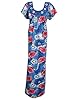 Womans Caftan Kaftan Blue Printed Nightgowns Knit Night Gown Boho Maxi Xl