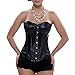 MUKA Women's Faux Leather Overbust Corset Halloween Bustier Bodyshaper Top