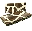 Giraffe Print Flat Clutch Wallet & Checkbook Cover in Choice of Trim Color
