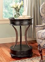 Antique Shoppe Accent Table in Dark Brown Mahogany Finish