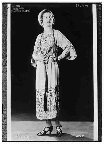 Reprint Lilyan Tashman wearing beaded Canton crepe gown 1900