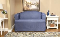 Blue Jeans T-Cushion Sofa Slipcover - Denim