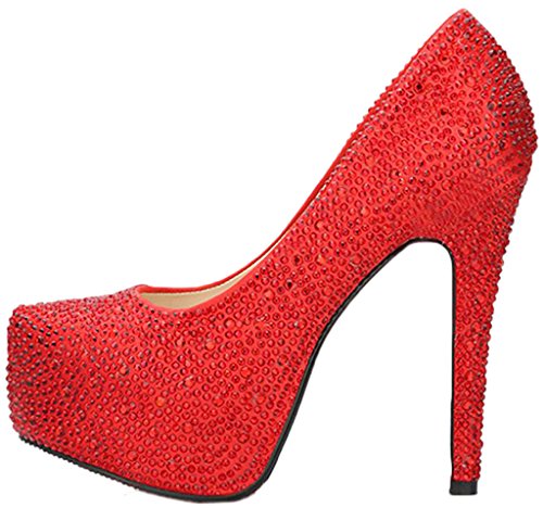 Littleboutique Glitter Stone Wedding Platforms High Heels Bridal Shoe Prom Party Pumps