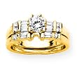 14K Yellow Gold 3/4 ct. Round and Baguette Cut Diamond Bridal Engagement Set