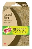 3M Scotch-Brite 97223 Greener Clean Natural Fiber Non-Scratch Scour Pad, 2-Pack