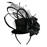 Cocktail Black Mini Top Hat W/Net Trim Headband