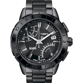 Timex Intelligent Quartz Men's Quartz Bracelet Watch with Black Dial Chronograph Display and Black Stainless Steel