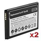 2x 2000mAh Standard Liion Battery For HTC Sprint EVO 4G