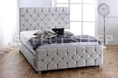Crushed Velvet Upholstered Bed- 2ft6, 3ft, 4ft, 4ft6, 5ft - Available in 9 stylish colours! (4ft6 Double, BLACK CRUSH) by CRUSHED VELVET BED