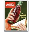Nostalgic Coca Cola Tin Sign: Good With Food